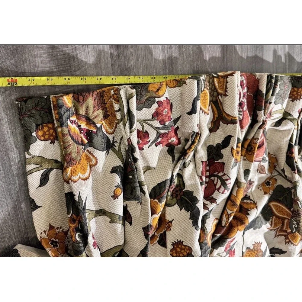CUSTOM FRENCH COUNTRY P KAUFMANN FLORAL CURTAIN PANELS 60”L X2 Panels 70s Pinch